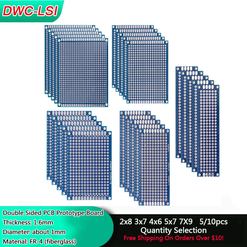 Diy Electronics Workbench - 5/10PCS 파란색 양면 PCB 프로토타입 보드