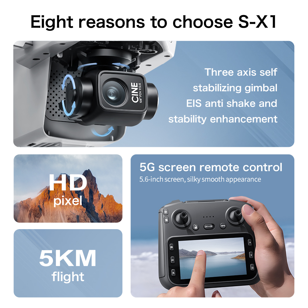 레노버 S-X1 MAX GPS 드론 3축 짐벌 8K 카 - Diy Drone Electronics 리뷰 및 가격