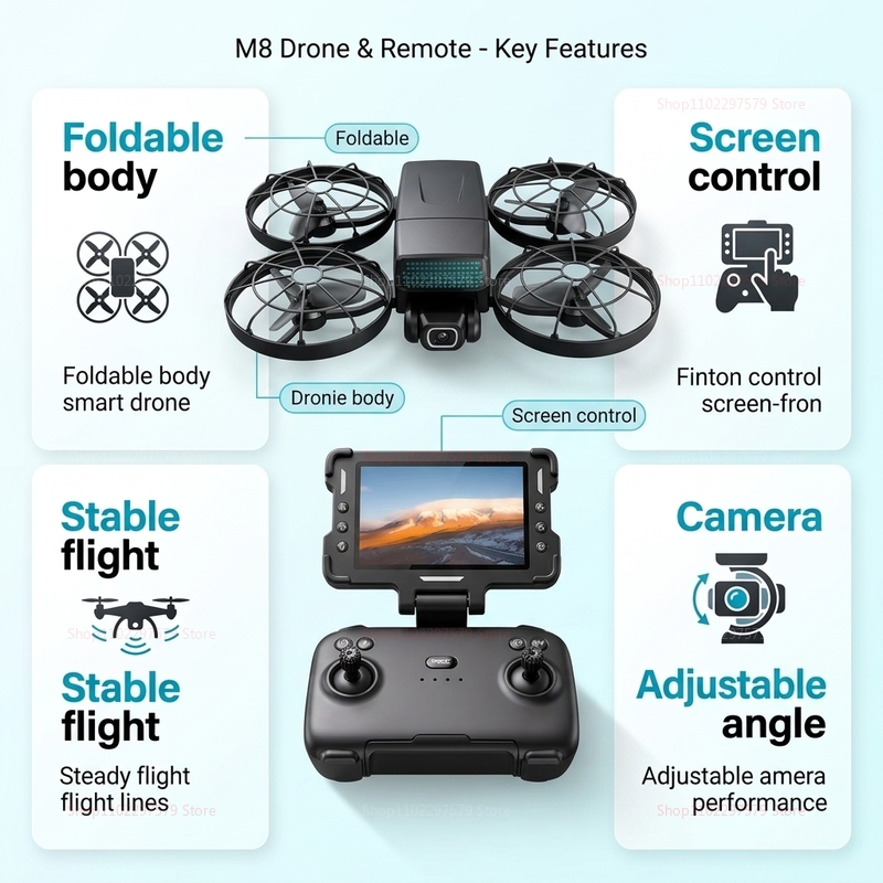 새로운 드론 M8 GPS 8K 프로페셔널 HD 360  - Diy Drone Electronics 리뷰 및 가격